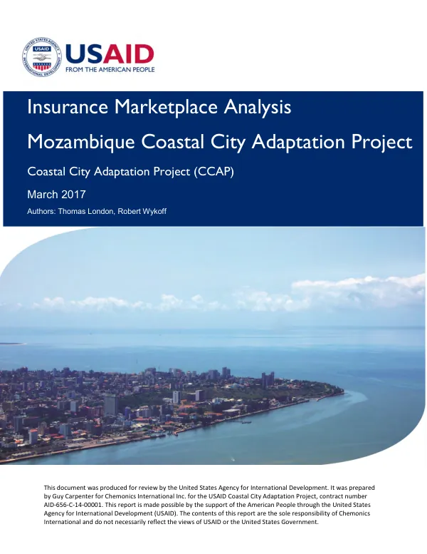 Insurance marketplace analysis : Mozambique coastal city adaptation project