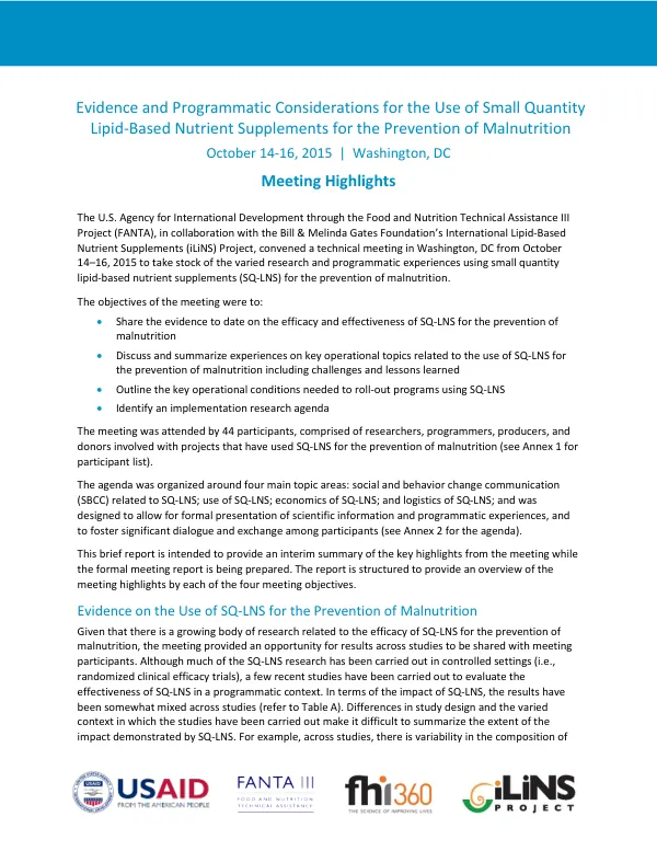 Final report, Sept 2015 / Sept 2016 : reviver project / palmas - TO, cooperation agreement no. AID-512-F-15-00002