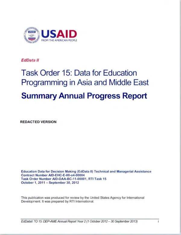 Summary annual progress report, October 1, 2011 - September 30, 2012
