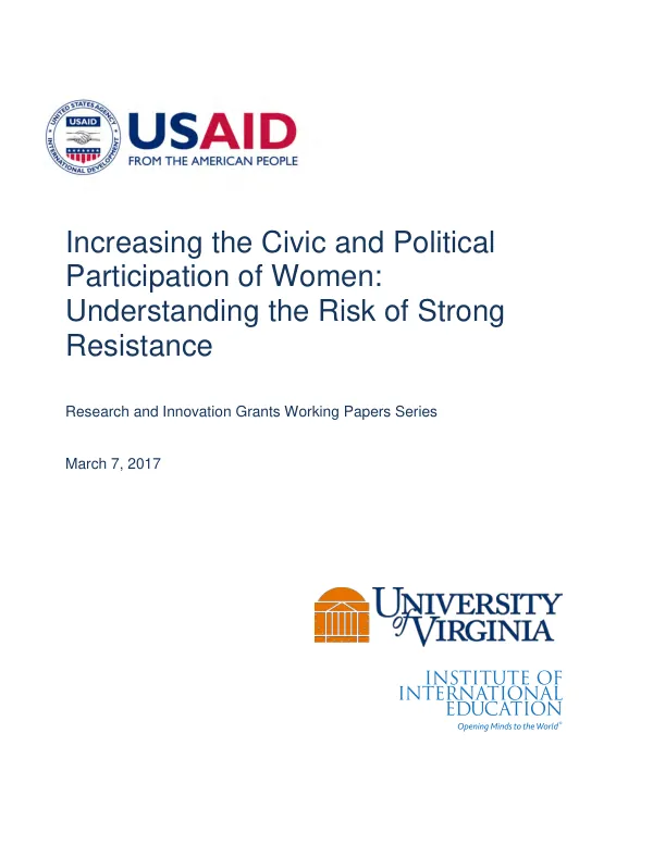 Increasing the civic and political participation of women : understanding the risk of strong resistance