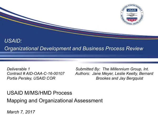 USAID M/MS/HMD process mapping and organizational assessment