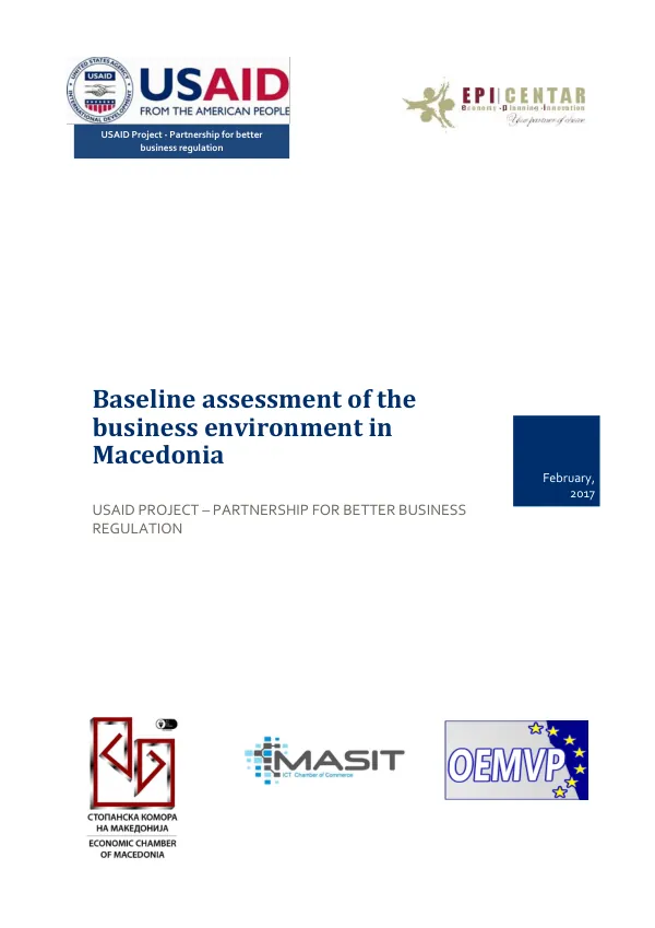 Baseline assessment of the business environment in Macedonia