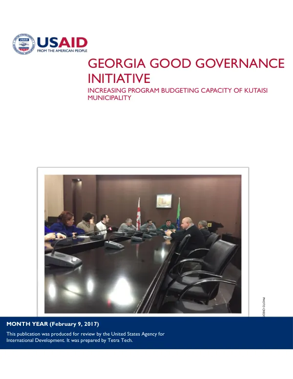 Georgia good governance initiative : increasing program budgeting capacity of Kutaisi municipality : final report