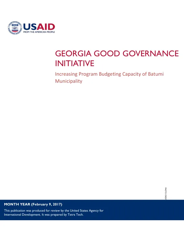 Final STTA report on technical assistance provided to the Batumi Municipality with detailed description of the process, methodology, tools and mechanisms used and summaries of the meetings