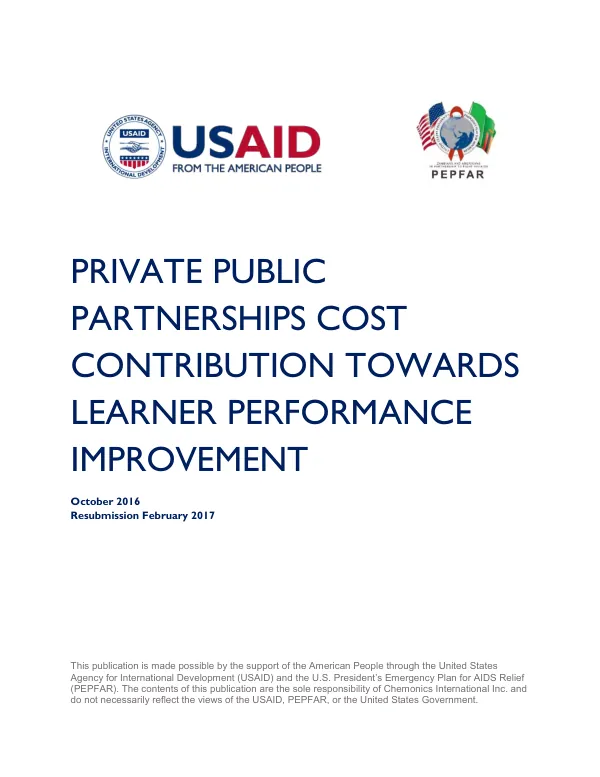 Private public partnerships cost contribution towards learner performance improvement