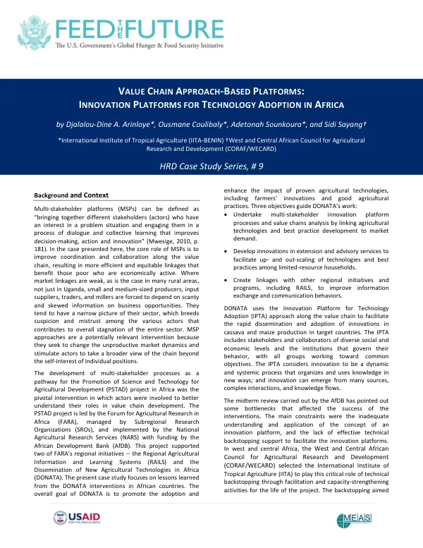 Value chain gap analysis of targeted agricultural product value chains in Liberia : final report ( pepper, plantain, oil palm, honey, cocoa)