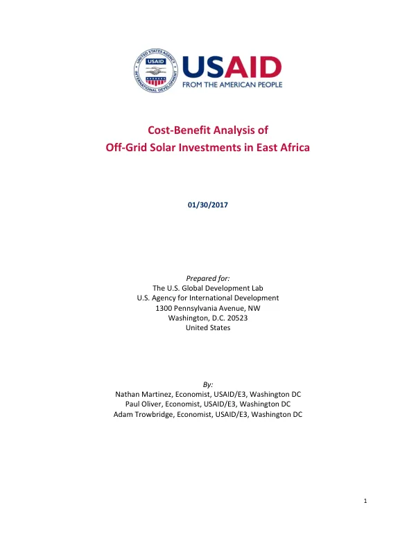 Cost-benefit analysis of off-grid solar investments in East Africa