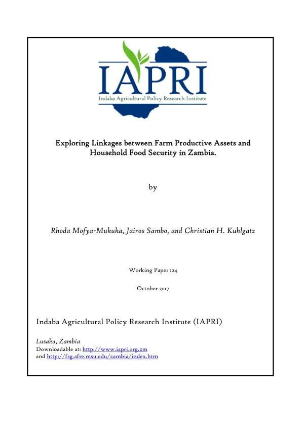 Exploring Linkages between Farm Productive Assets and Household Food Security in Zambia