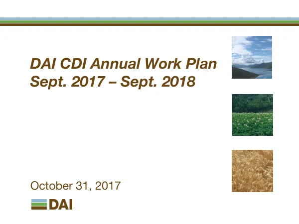 DAI CDI Annual Work Plan Sept. 2017 - Sept. 2018