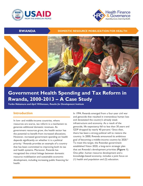 Government Health Spending and Tax Reform in Rwanda, 2000-2013 – A Case Study