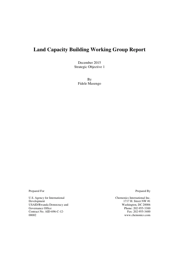 Land Capacity Building Work Group Report