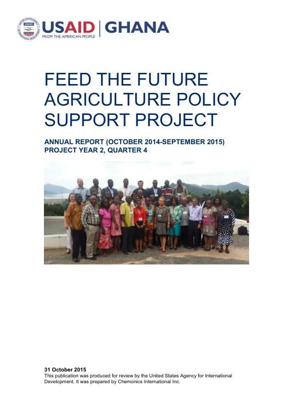 FEED THE FUTURE AGRICULTURE POLICY SUPPORT PROJECT ANNUAL REPORT