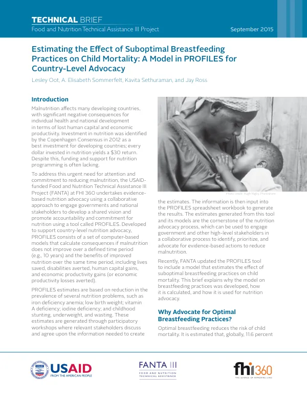Estimating the Effect of Suboptimal Breastfeeding Practices on Child Mortality: A Model in PROFILES for Country-Level Advocacy