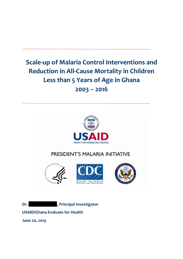 Scale-up of malaria control interventions and reduction in all-cause mortality in children less than 5 years of Age in Ghana, 2003 - 2016