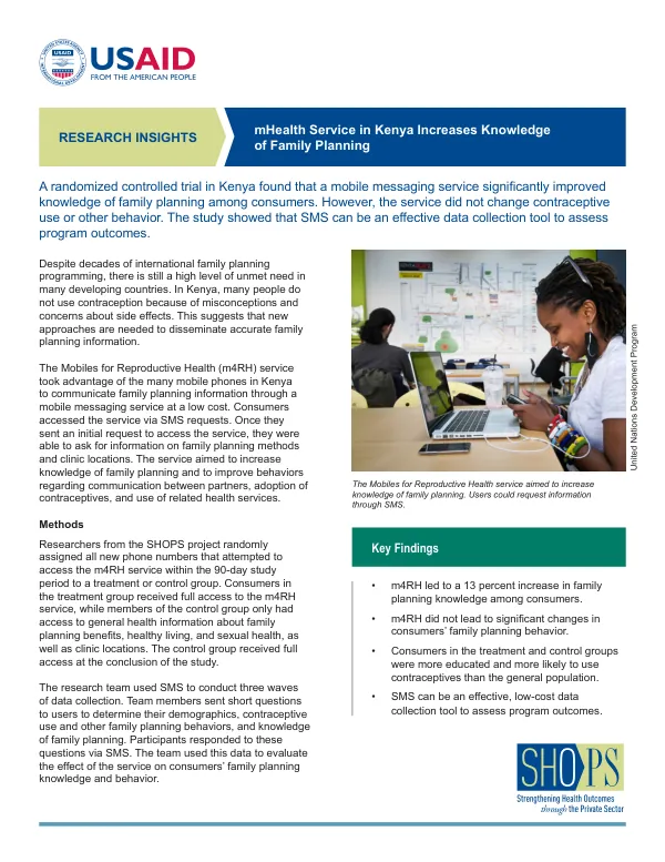mHealth Service in Kenya Increases Knowledge of Family Planning