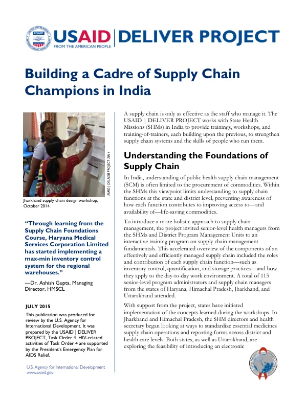 Building a Cadre of Supply Chain Champions in India