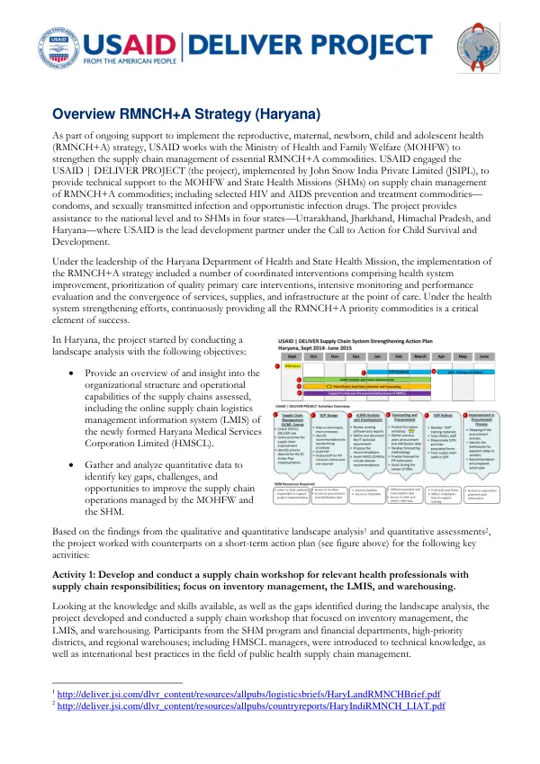 Overview RMNCH+A Strategy (Haryana)