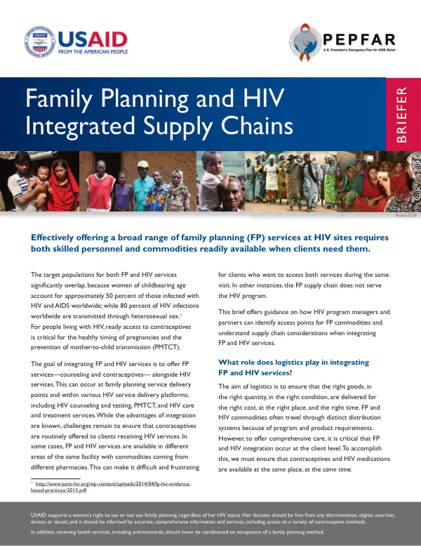 Family Planning and HIV Integrated Supply Chains
