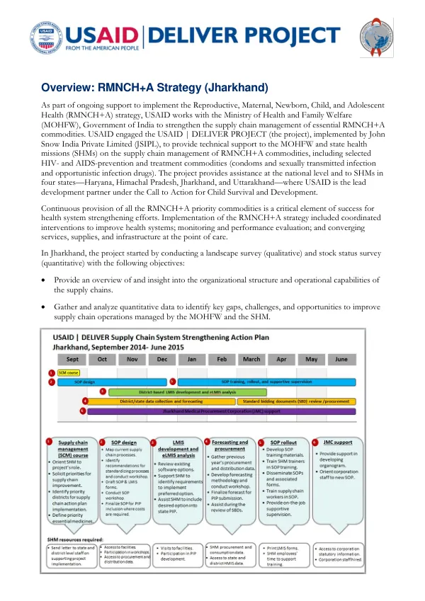 Overview: RMNCH+A Strategy (Jharkhand)