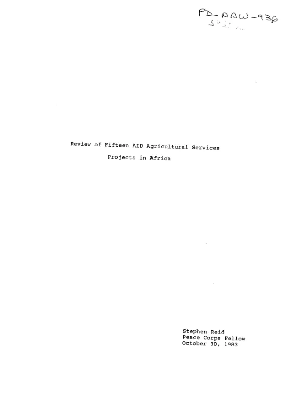 Review of fifteen AID agricultural services projects in Africa