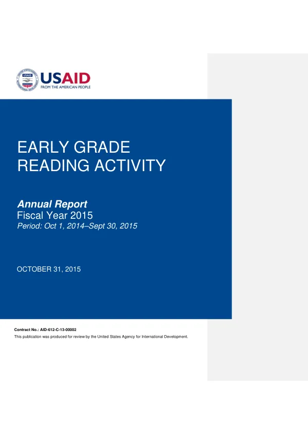 Early Grade Reading Activity