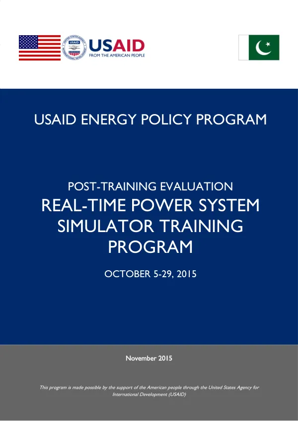 EPP Post-Training Evaluation, Real-Time Power System Simulator Training Program (October 5-29, 2015)