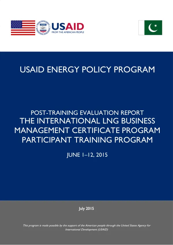 EPP Post-Training Evaluation Report, The International LNG Business Management Certificate Program, Participant Training Program (June 1-12, 2015)