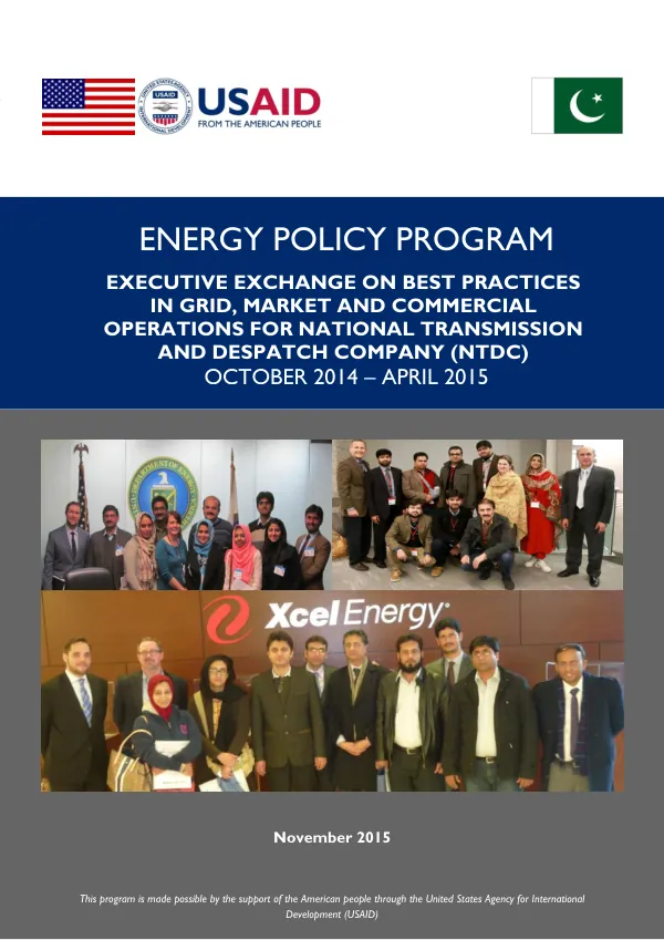 EPP Executive Exchange on Best Practices in Grid, Market and Commercial Operations for National Transmission and Despatch Company (NTDC) October 2014 - April 2015