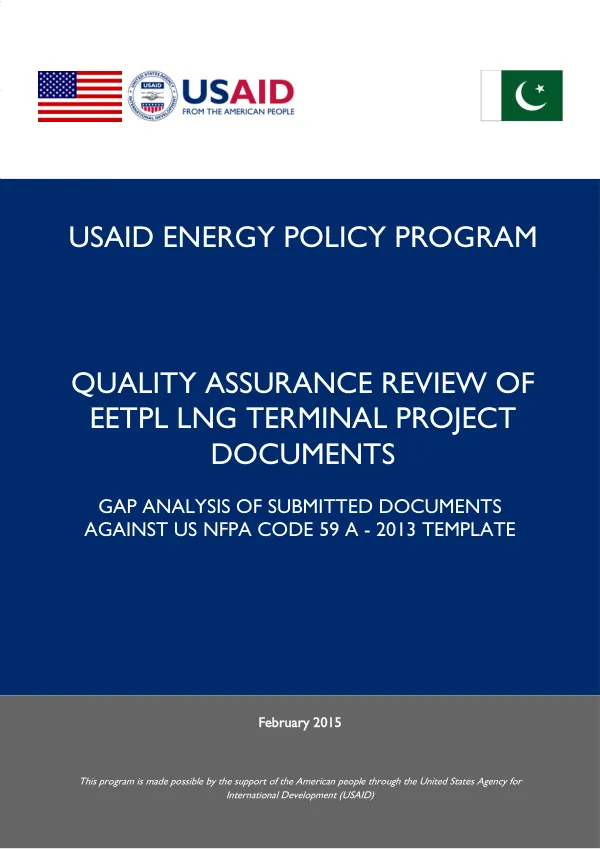 EPP Quality Assurance Review of EETPL LNG Terminal Project Documents, Gap Analysis of Submitted Documents against US NFPA Code 59 A - 2013 Template, February 2015