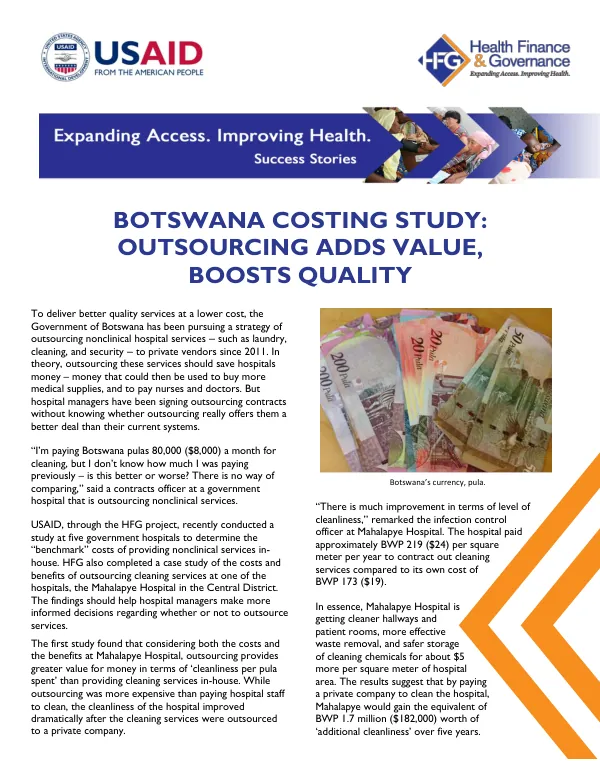 Botswana Costing Study: Outsourcing Adds Value, Boosts Quality