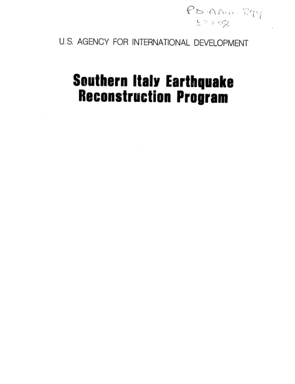 Earthquake reconstruction, Friuli, Italy, 1976-1982 : five years after lessons learned, May 1987