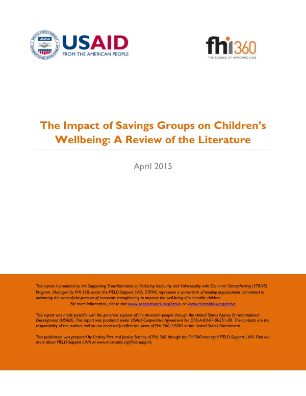 The Impact of Savings groups on Children"s Wellbeing: A Review of the Literature