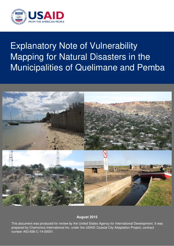 Mozambique CCAP Explanatory Note of Vulnerability Mapping for Natural Disasters in the Municipalities of Quelmine and Pemba