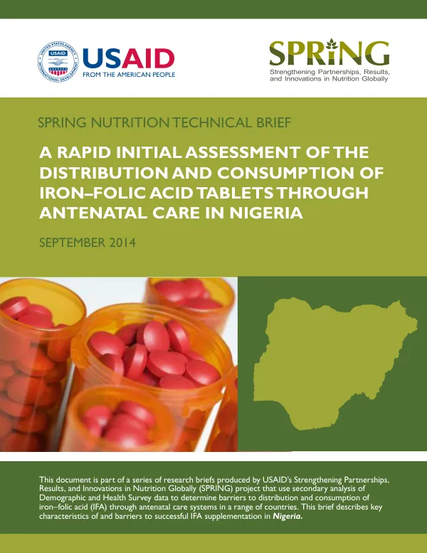 A Rapid Initial Assessment of the Distribution and Consumption of Iron-Folic Acid Tablets through Antenatal Care in Nigeria
