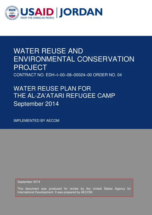 WRECP Water Reuse Plan for the Zata"ari Refugee Camp plus contract and specs