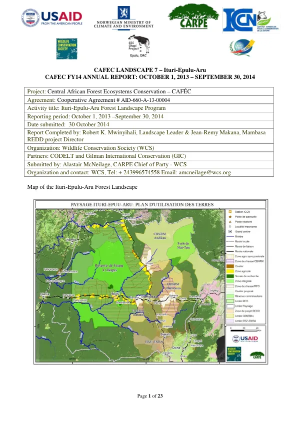 CAFEC FY14 Annual Report Ituri-Epulu-Aru Landscape