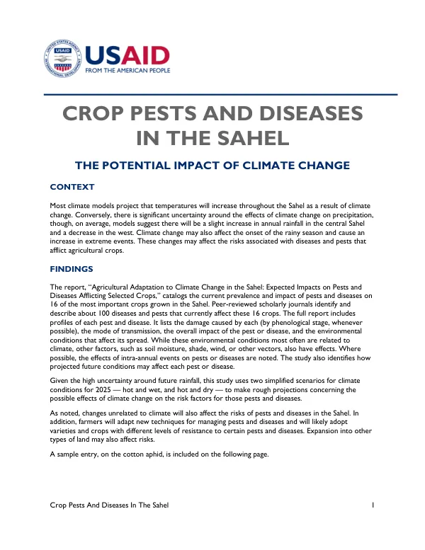 Crop Pests and Diseases in the Sahel