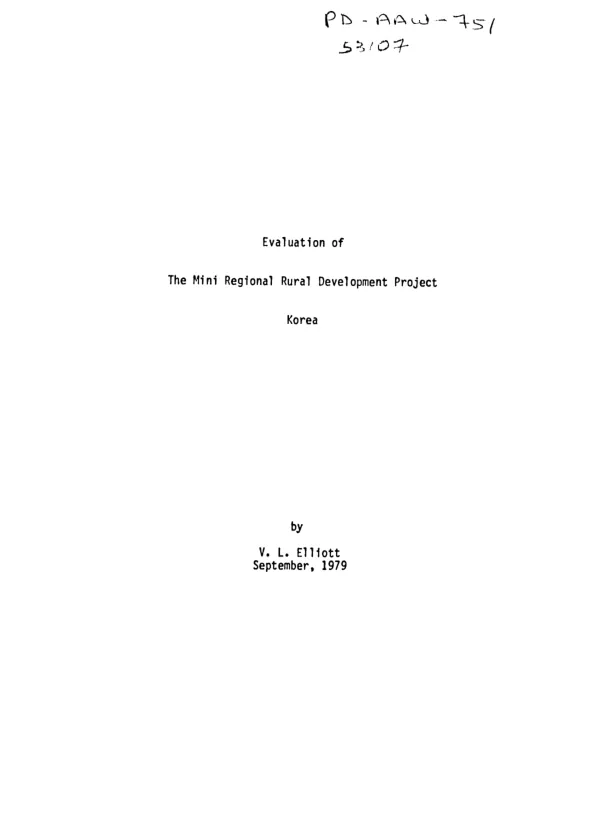 Evaluation of the mini regional rural development project : Korea