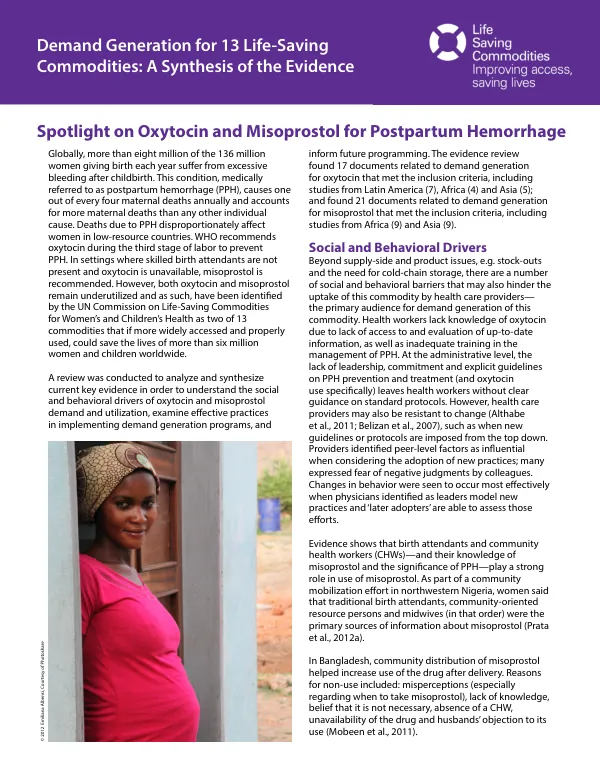 Spotlight on Oxytocin and Misoprostol for Postpartum Hemorrhage