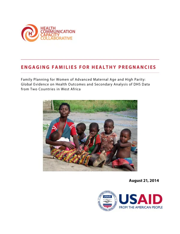 Family planning for women of advanced maternal age and high parity : global evidence on health outcomes and secondary analysis of DHS data from two countries in West Africa