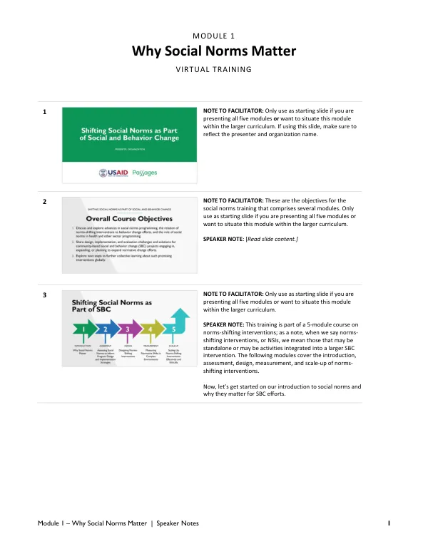 MODULE 1: Why Social Norms Matter - VIRTUAL TRAINING