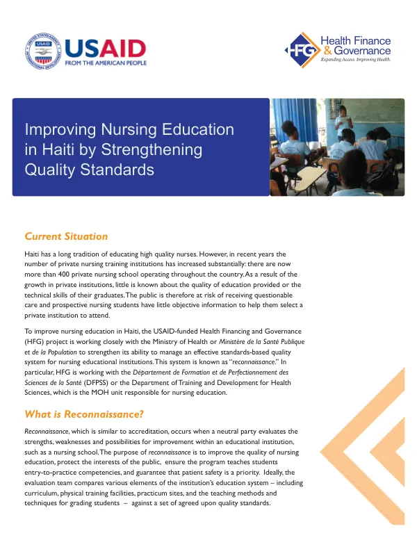 Improving Nursing Education in Haiti by Strengthening Quality Standards