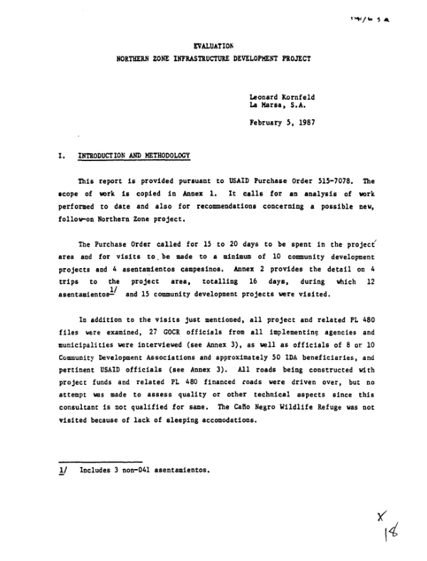 Evaluation : northern zone infrastructure development project