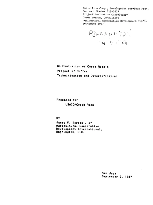 Evaluation of Costa Rica's project of coffee technification and diversification