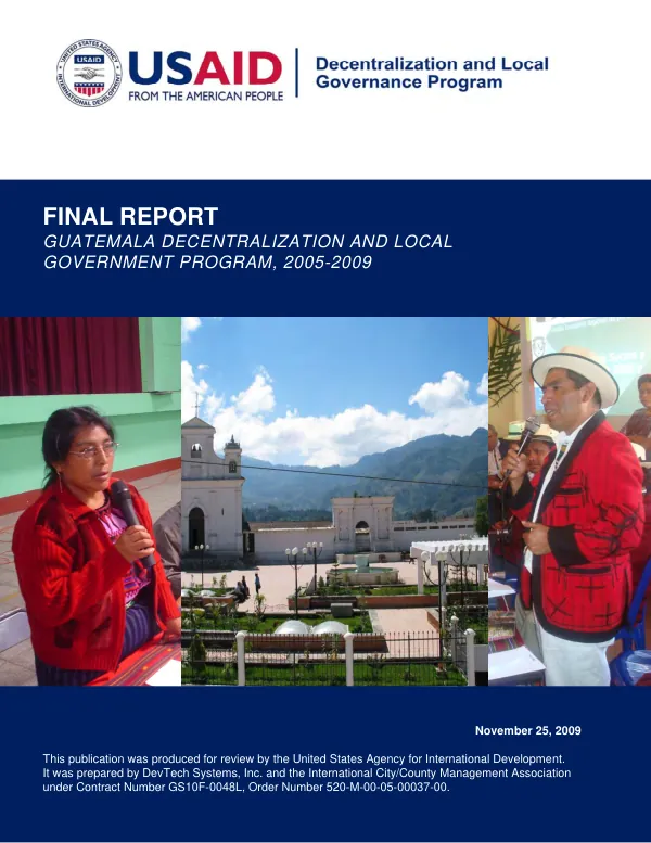 Final report : Guatemala decentralization and local governance program, 2005-2009