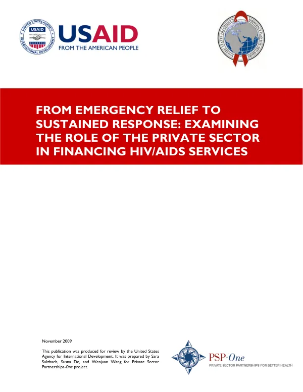 From emergency relief to sustained response : examining the role of the private sector in financing HIV/AIDS services