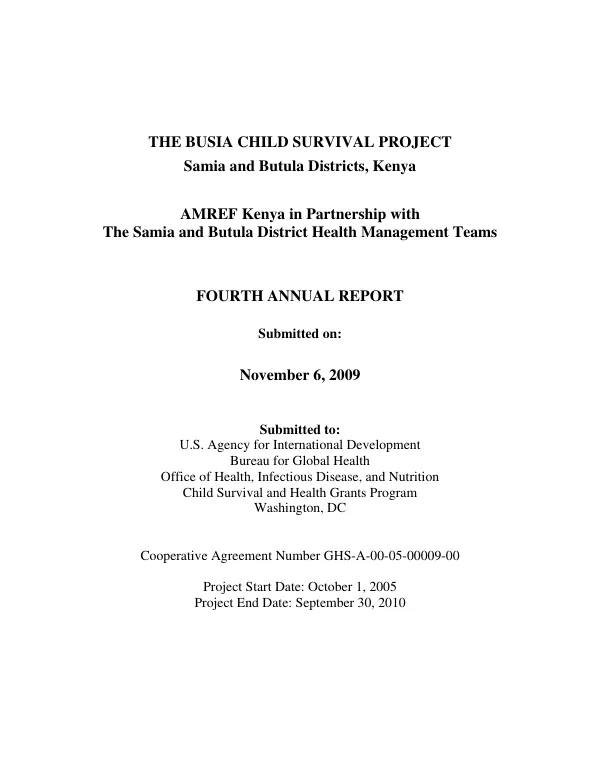 The Busia child survival project : Samia and Butula Districts, Kenya -- fourth annual report