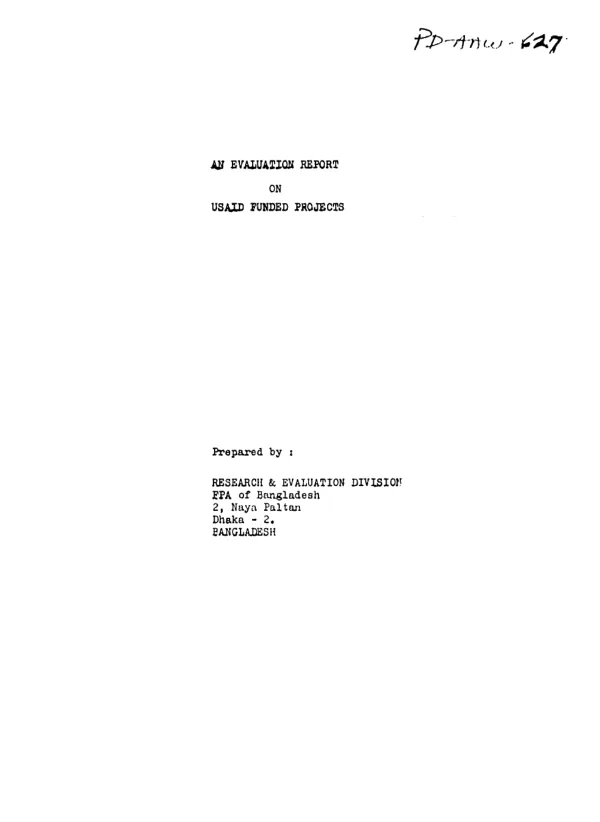 Evaluation report on USAID funded projects