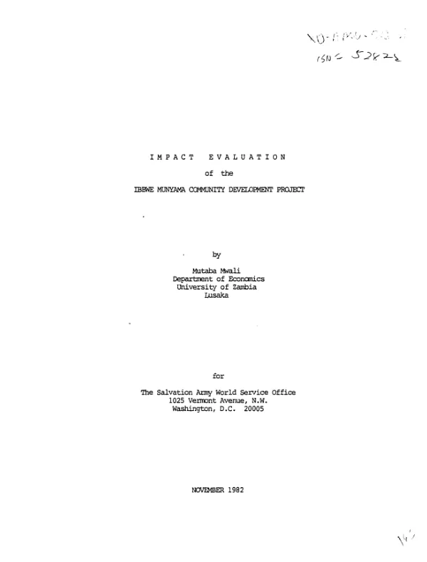 Impact evaluation of the Ibbwe Munyama community development project