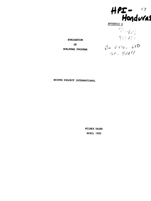 Evaluation of Honduras program